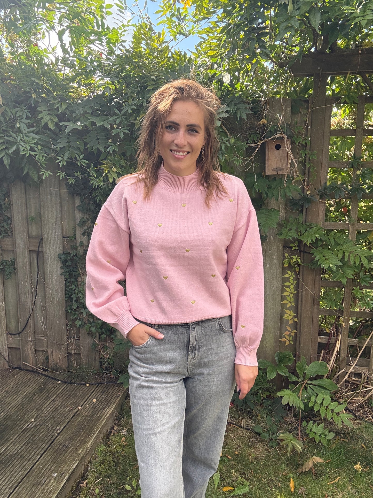 hartjes trui roze