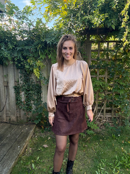 Suèdine rok bruin